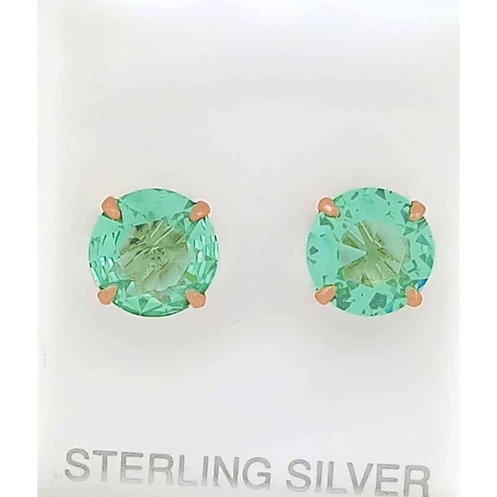 Genuine 10.20 Cts Fluorite Stud Earrings 14k Rose Gold Plated